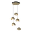 Hubbardton Forge 2023 Modern Brass Soft Gold Opal Glass (GG) Standard Brooklyn 5-Light Double Shade Pendant