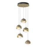 Hubbardton Forge 2023 Modern Brass Soft Gold Opal Glass (GG) Standard Brooklyn 5-Light Double Shade Pendant