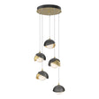 Hubbardton Forge 2023 Modern Brass Ink Opal Glass (GG) Standard Brooklyn 5-Light Double Shade Pendant