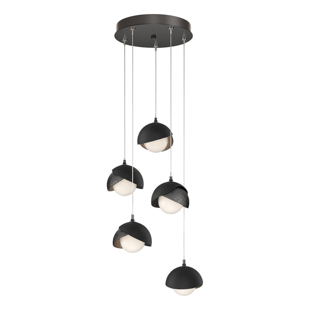 Hubbardton Forge 2023 Ink Black Opal Glass (GG) Standard Brooklyn 5-Light Double Shade Pendant