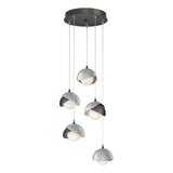 Hubbardton Forge 2023 Ink Vintage Platinum Opal Glass (GG) Standard Brooklyn 5-Light Double Shade Pendant