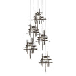 Hubbardton Forge 2023 Bronze Seeded Clear Glass (II) Long Tura 5-Light Seeded Glass Pendant