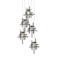 Hubbardton Forge 2023 Dark Smoke Seeded Clear Glass (II) Long Tura 5-Light Seeded Glass Pendant