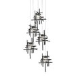Hubbardton Forge 2023 Black Seeded Clear Glass (II) Long Tura 5-Light Seeded Glass Pendant