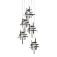Hubbardton Forge 2023 Oil Rubbed Bronze Seeded Clear Glass (II) Long Tura 5-Light Seeded Glass Pendant