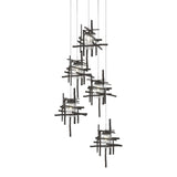 Hubbardton Forge 2023 Oil Rubbed Bronze Seeded Clear Glass (II) Long Tura 5-Light Seeded Glass Pendant