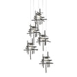 Hubbardton Forge 2023 Natural Iron Seeded Clear Glass (II) Long Tura 5-Light Seeded Glass Pendant