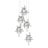 Hubbardton Forge 2023 Vintage Platinum Seeded Clear Glass (II) Long Tura 5-Light Seeded Glass Pendant