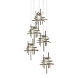 Hubbardton Forge 2023 Soft Gold Seeded Clear Glass (II) Long Tura 5-Light Seeded Glass Pendant