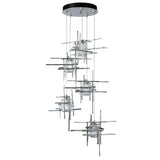 Hubbardton Forge 2023 Sterling Seeded Clear Glass (II) Long Tura 5-Light Seeded Glass Pendant