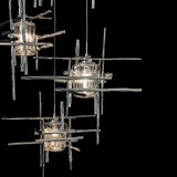 Hubbardton Forge 2023 Sterling Seeded Clear Glass (II) Long Tura 5-Light Seeded Glass Pendant