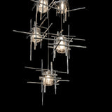 Hubbardton Forge 2023 Sterling Seeded Clear Glass (II) Long Tura 5-Light Seeded Glass Pendant