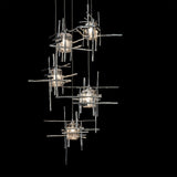 Hubbardton Forge 2023 Sterling Seeded Clear Glass (II) Long Tura 5-Light Seeded Glass Pendant