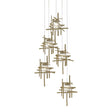 Hubbardton Forge 2023 Modern Brass Seeded Clear Glass (II) Long Tura 5-Light Seeded Glass Pendant