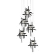 Hubbardton Forge 2023 Ink Seeded Clear Glass (II) Long Tura 5-Light Seeded Glass Pendant