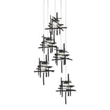 Hubbardton Forge 2023 Ink Seeded Clear Glass (II) Long Tura 5-Light Seeded Glass Pendant
