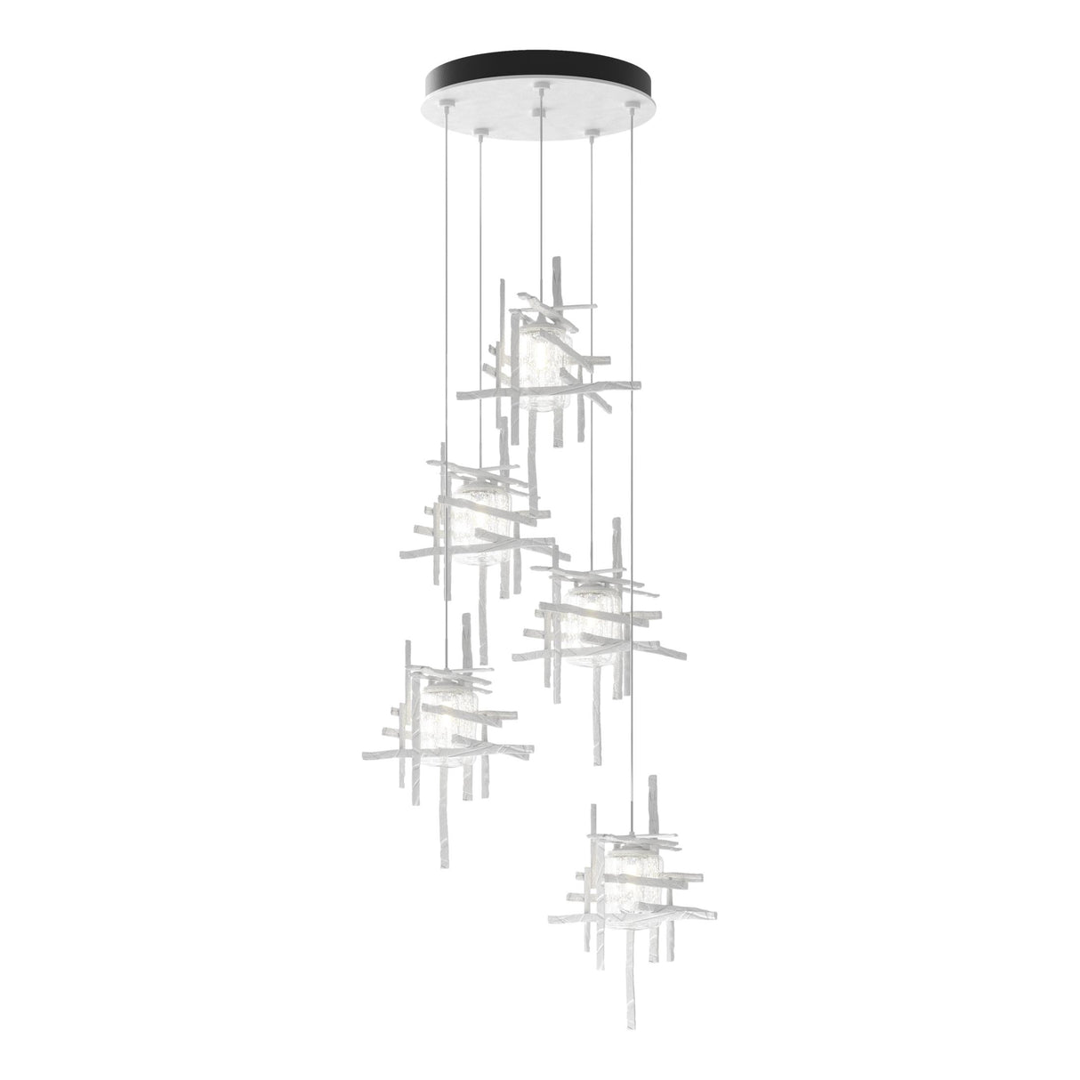 Hubbardton Forge 2023 White Seeded Clear Glass (II) Standard Tura 5-Light Seeded Glass Pendant