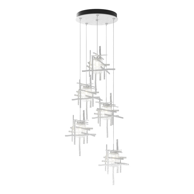Hubbardton Forge 2023 White Seeded Clear Glass (II) Standard Tura 5-Light Seeded Glass Pendant