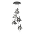 Hubbardton Forge 2023 Black Seeded Clear Glass (II) Standard Tura 5-Light Seeded Glass Pendant