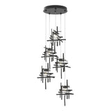 Hubbardton Forge 2023 Black Seeded Clear Glass (II) Standard Tura 5-Light Seeded Glass Pendant