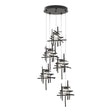 Hubbardton Forge 2023 Oil Rubbed Bronze Seeded Clear Glass (II) Standard Tura 5-Light Seeded Glass Pendant