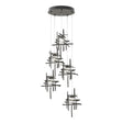 Hubbardton Forge 2023 Natural Iron Seeded Clear Glass (II) Standard Tura 5-Light Seeded Glass Pendant