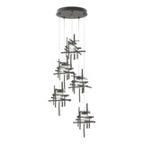 Hubbardton Forge 2023 Natural Iron Seeded Clear Glass (II) Standard Tura 5-Light Seeded Glass Pendant