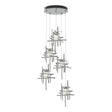 Hubbardton Forge 2023 Vintage Platinum Seeded Clear Glass (II) Standard Tura 5-Light Seeded Glass Pendant