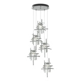 Hubbardton Forge 2023 Vintage Platinum Seeded Clear Glass (II) Standard Tura 5-Light Seeded Glass Pendant