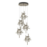 Hubbardton Forge 2023 Soft Gold Seeded Clear Glass (II) Standard Tura 5-Light Seeded Glass Pendant