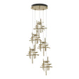 Hubbardton Forge 2023 Modern Brass Seeded Clear Glass (II) Standard Tura 5-Light Seeded Glass Pendant