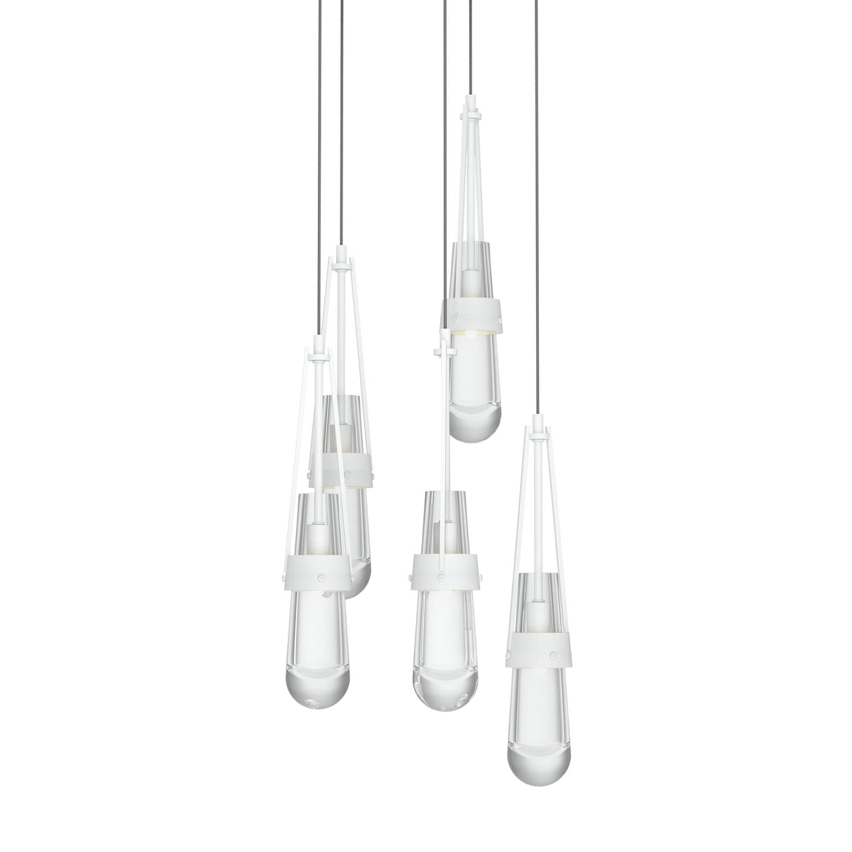 Hubbardton Forge 2023 White Clear Glass (ZM) Long Link 5-Light Clear Glass Pendant