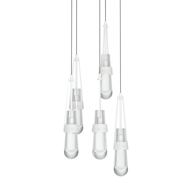 Hubbardton Forge 2023 White Clear Glass (ZM) Long Link 5-Light Clear Glass Pendant