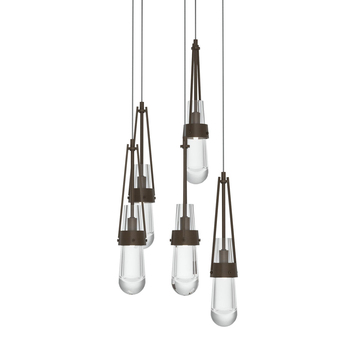 Hubbardton Forge 2023 Bronze Clear Glass (ZM) Long Link 5-Light Clear Glass Pendant