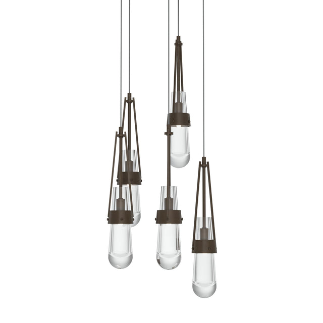Hubbardton Forge 2023 Bronze Clear Glass (ZM) Long Link 5-Light Clear Glass Pendant