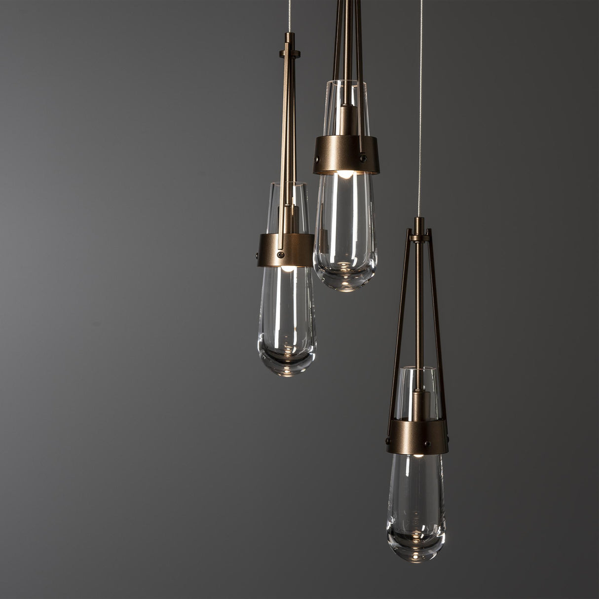 Hubbardton Forge 2023 Bronze Clear Glass (ZM) Long Link 5-Light Clear Glass Pendant