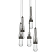 Hubbardton Forge 2023 Dark Smoke Clear Glass (ZM) Long Link 5-Light Clear Glass Pendant