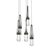 Hubbardton Forge 2023 Dark Smoke Clear Glass (ZM) Long Link 5-Light Clear Glass Pendant