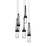 Hubbardton Forge 2023 Black Clear Glass (ZM) Long Link 5-Light Clear Glass Pendant