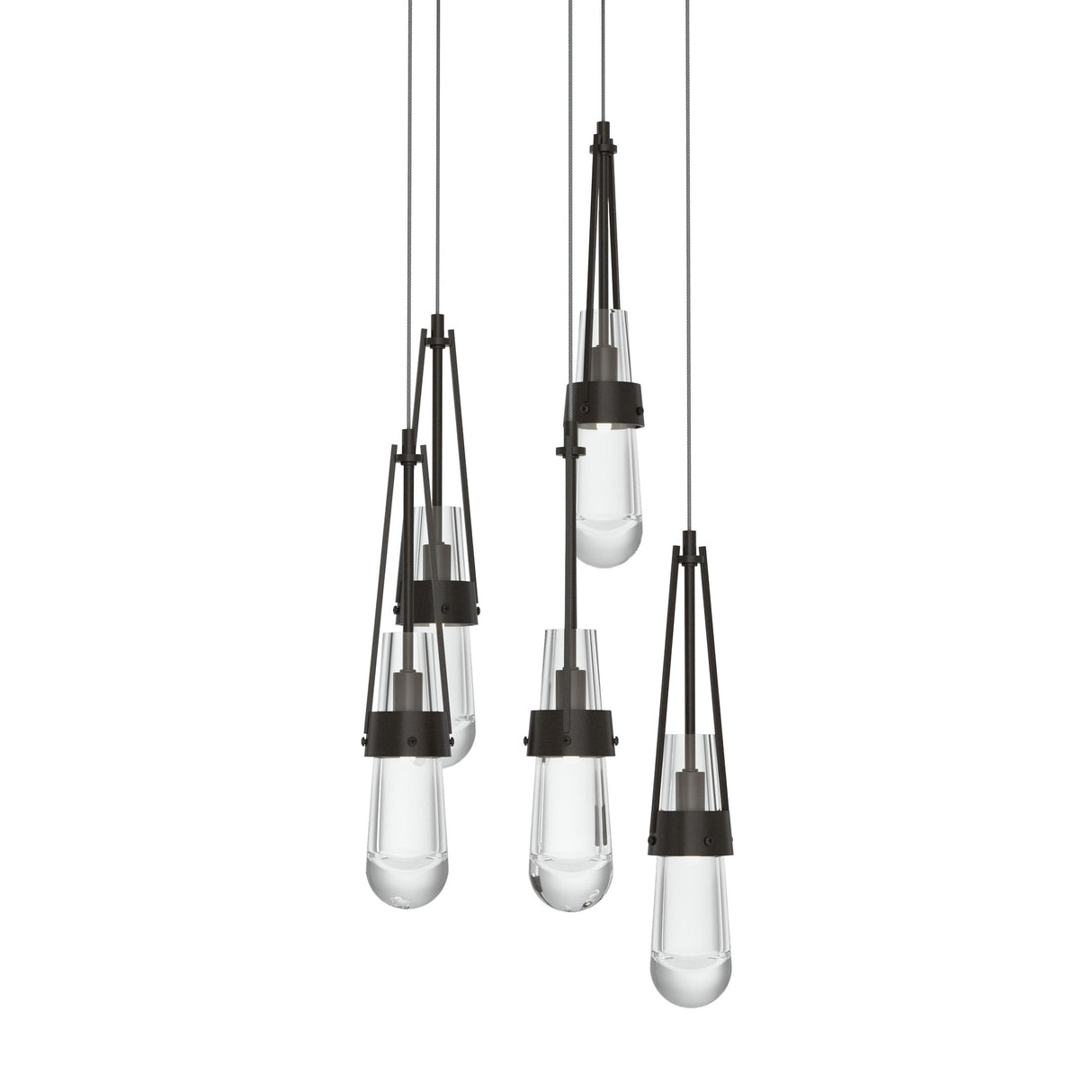 Hubbardton Forge 2023 Oil Rubbed Bronze Clear Glass (ZM) Long Link 5-Light Clear Glass Pendant