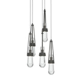 Hubbardton Forge 2023 Natural Iron Clear Glass (ZM) Long Link 5-Light Clear Glass Pendant