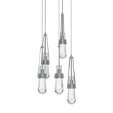 Hubbardton Forge 2023 Vintage Platinum Clear Glass (ZM) Long Link 5-Light Clear Glass Pendant