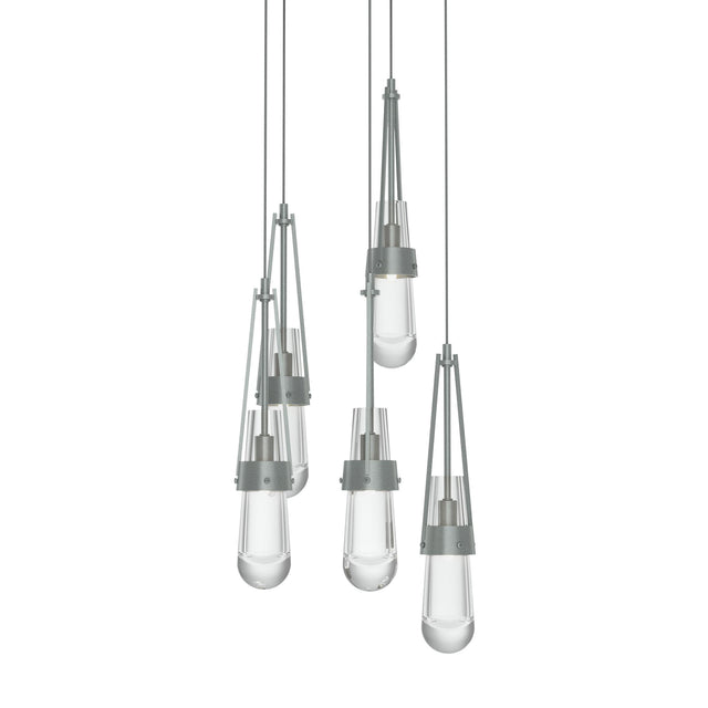 Hubbardton Forge 2023 Vintage Platinum Clear Glass (ZM) Long Link 5-Light Clear Glass Pendant