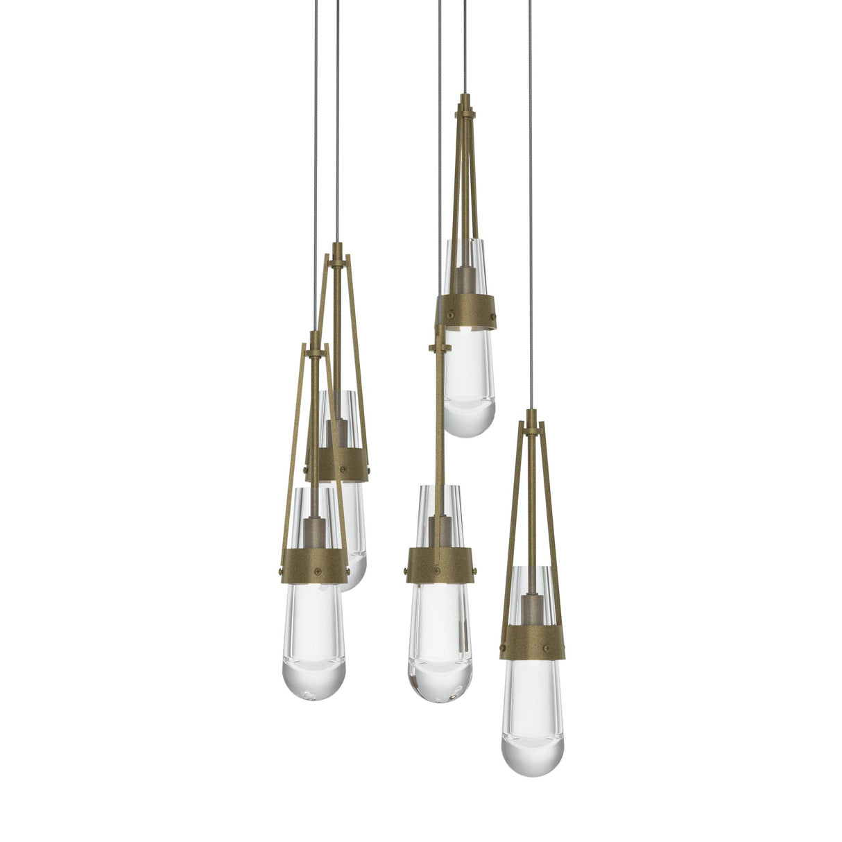 Hubbardton Forge 2023 Soft Gold Clear Glass (ZM) Long Link 5-Light Clear Glass Pendant