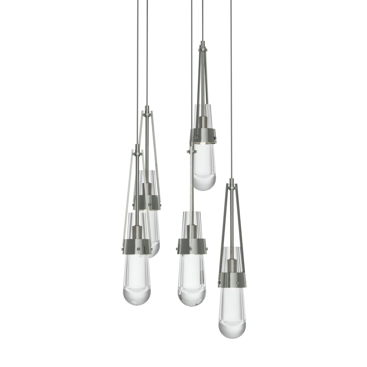 Hubbardton Forge 2023 Sterling Clear Glass (ZM) Long Link 5-Light Clear Glass Pendant