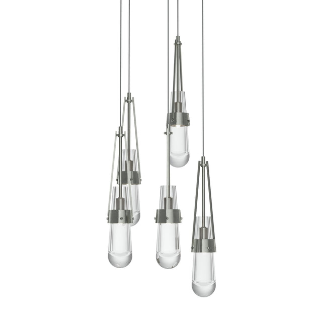 Hubbardton Forge 2023 Sterling Clear Glass (ZM) Long Link 5-Light Clear Glass Pendant