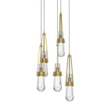 Hubbardton Forge 2023 Modern Brass Clear Glass (ZM) Long Link 5-Light Clear Glass Pendant