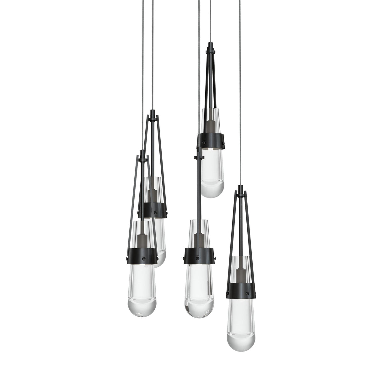 Hubbardton Forge 2023 Ink Clear Glass (ZM) Long Link 5-Light Clear Glass Pendant