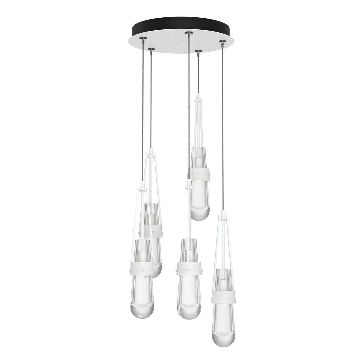 Hubbardton Forge 2023 White Clear Glass (ZM) Standard Link 5-Light Clear Glass Pendant