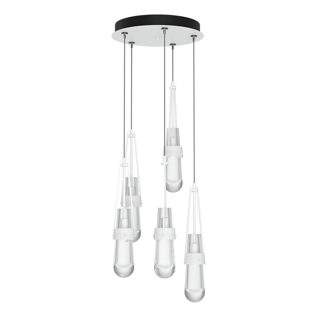 Hubbardton Forge 2023 White Clear Glass (ZM) Standard Link 5-Light Clear Glass Pendant